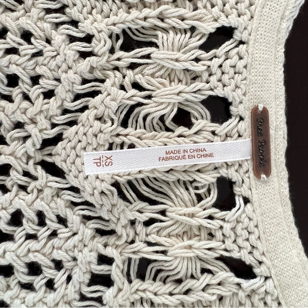 Free people Jilly short sleeve cardigan sweater Ladies size xs Tea cream ecru - Picture 5 of 6